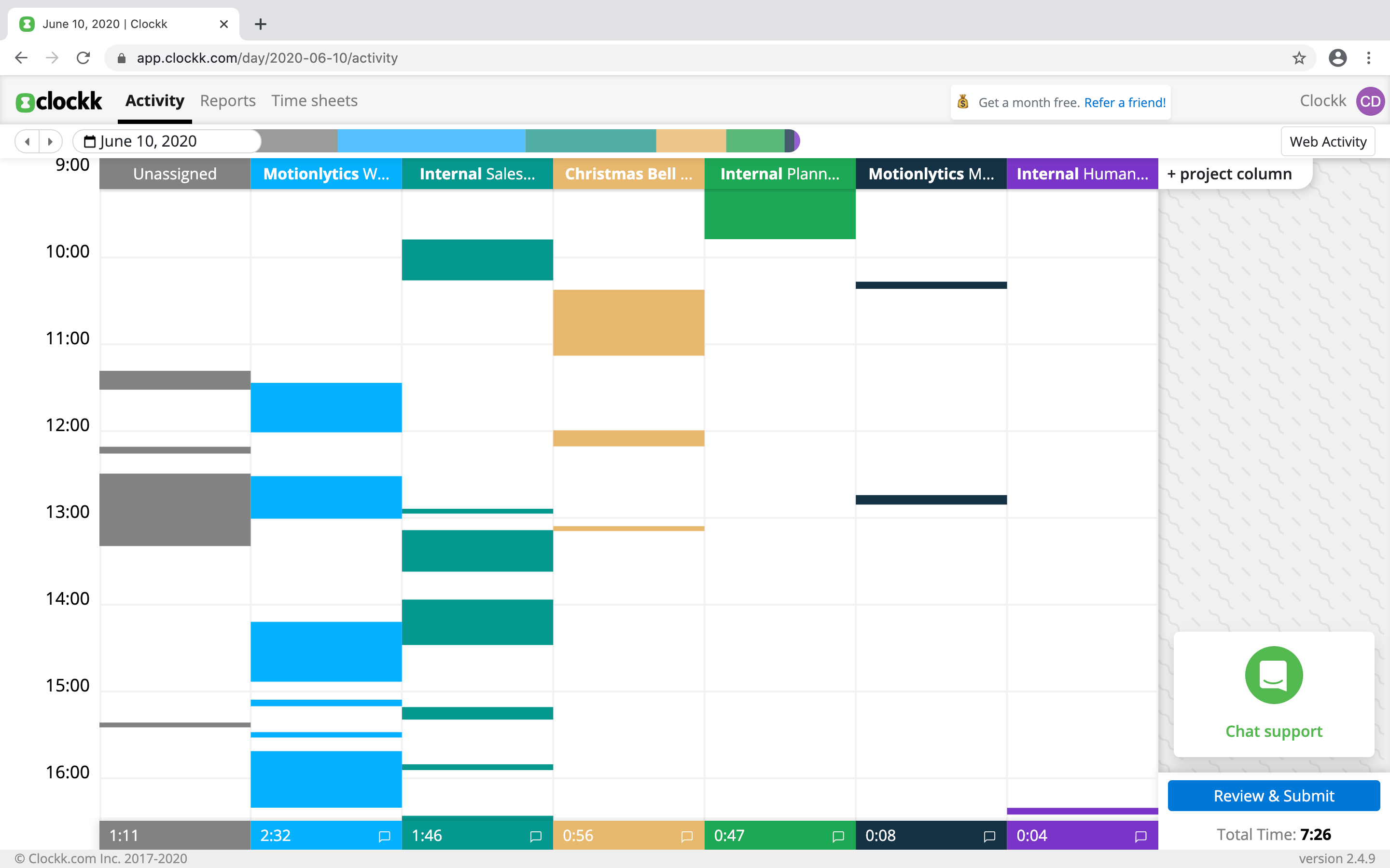 Activity view visualization